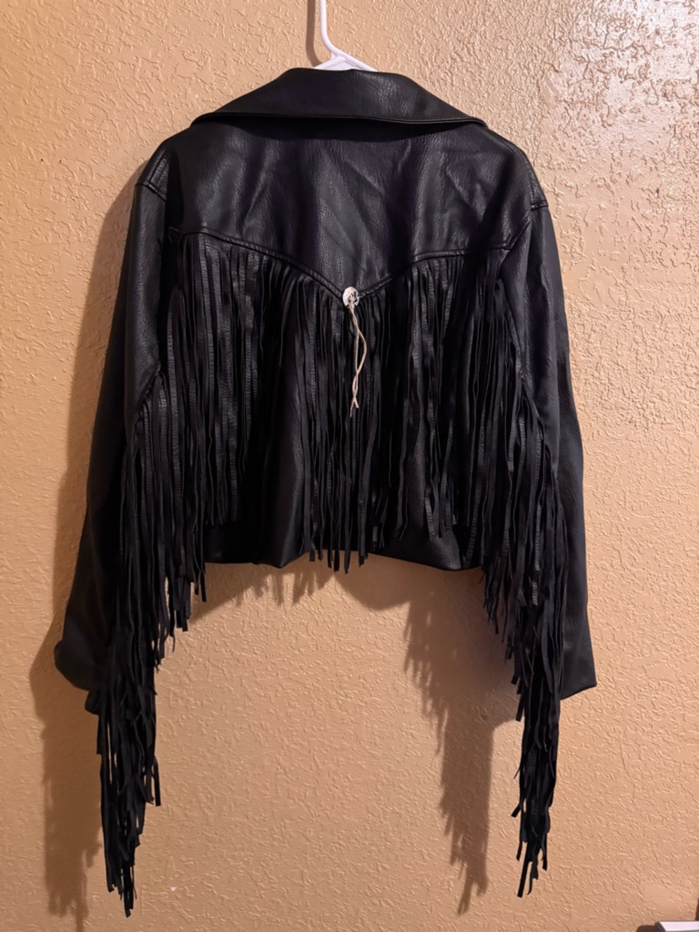 Faux leather western fringe moto jacket